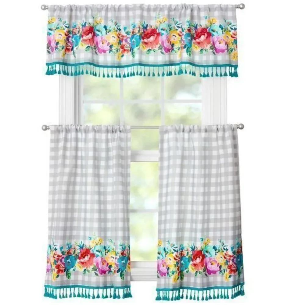 The Pioneer‎ Woman Sweet Romance Blossoms, Small Window 3 piece Curtain Set New!